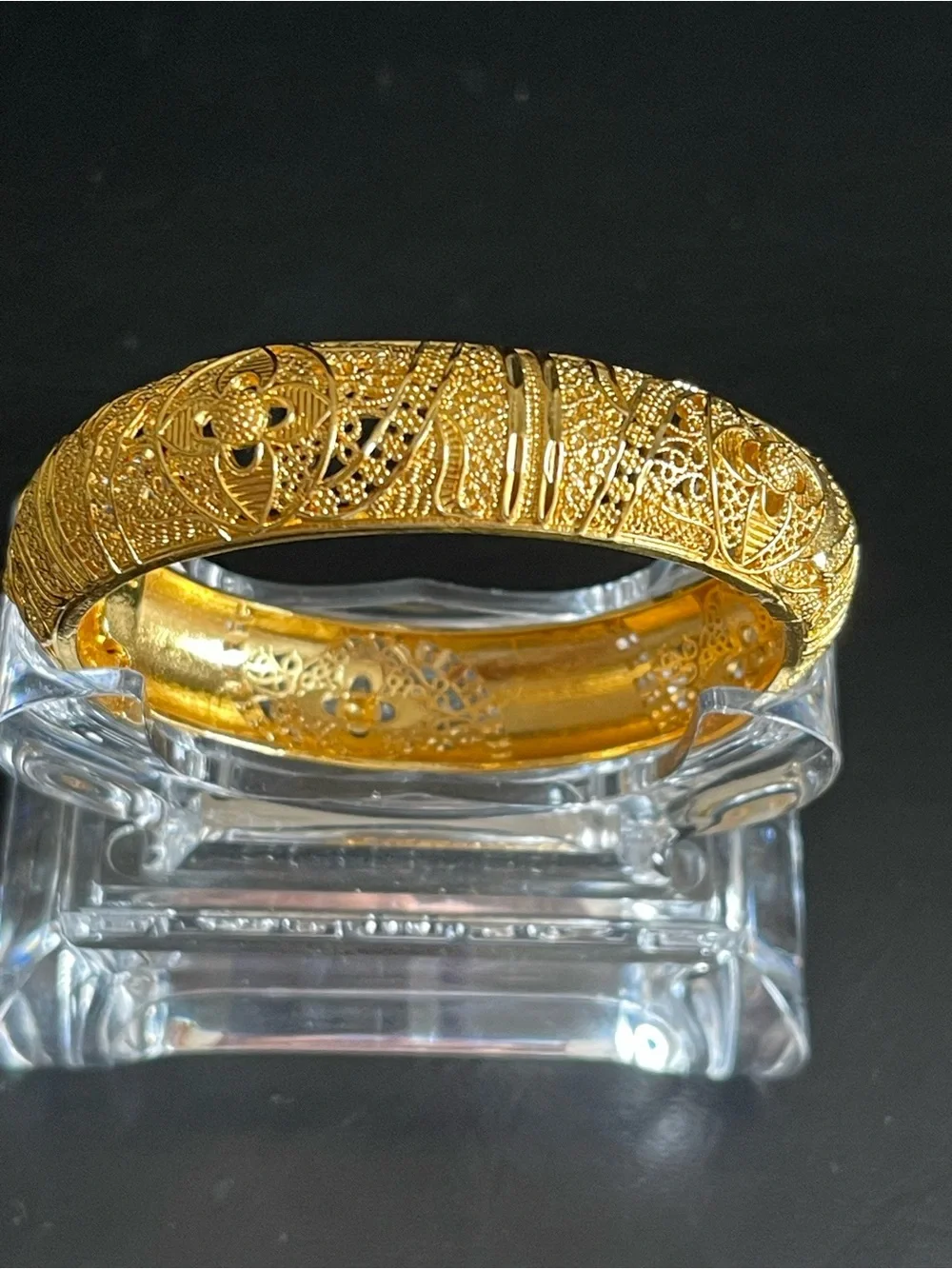 24KT gold plated Filigree Bangle Bracelet.